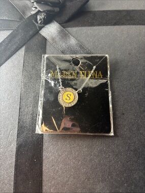 Maren Elena Initial 'S' Pendant Necklace in Yellow and Silver